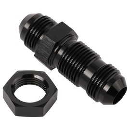 Podavelle 8AN Male Flare Straight Bulkhead Fitting Adapter with 8AN Nut Aluminum Black