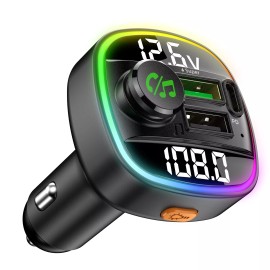 DONWELL Portable Car Radio Charger Wireless FM Transmitter Adapter USB PD AUX Hands-Free
