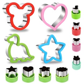 Sandwich Cutters for Children, 12 Pcs Stainless Steel Vegetable Fruit Cutter Dinosaur Cookie Cutters Food Shape Cutters Crust Lunch Box Accessories Kids