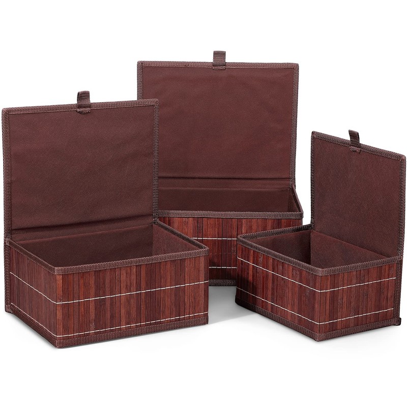 Honygebia Bamboo Decorative Storage Boxes - Set of 3 Woven