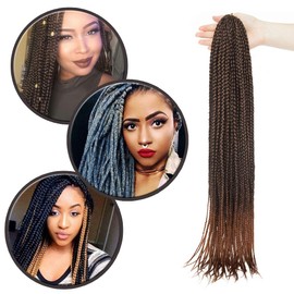 Afro Hair Extensions Braiding Hair Extensions 24 Strands Twist Crochet Extensions Soft Natural Hairpiece 60 cm - 85 g #Natural Black to Red Brown