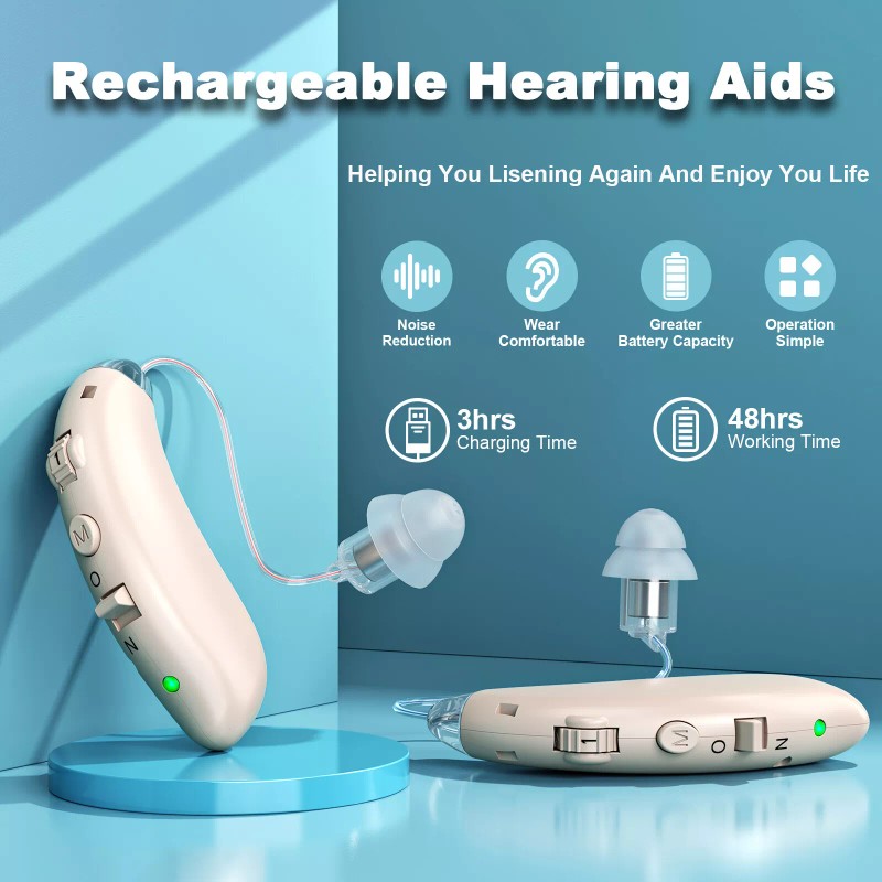 K&FCOPTEE Rechargeable Digital Hearing Aid Behind The Ear For Senior