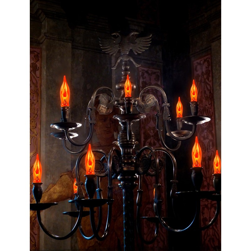 Halloween Orange Flicker Flame Light Bulbs, C18 Incandescent Replacement, 1