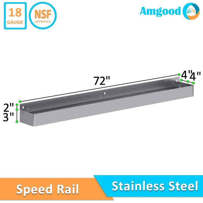 AmGood 72 in. Abreast Double Tier Stainless Steel Speed Rail