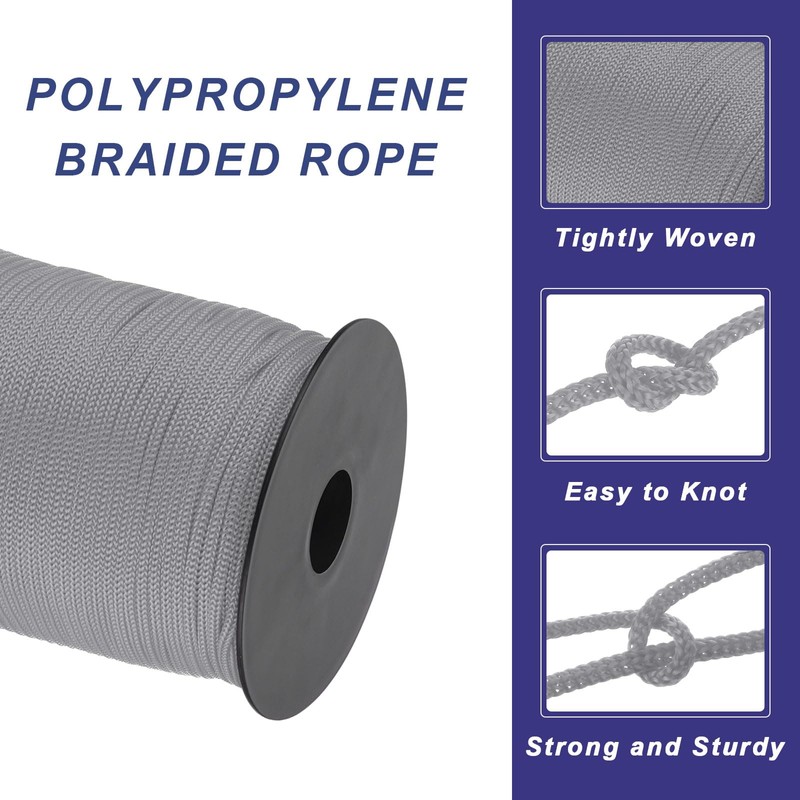 sourcing map 3mm Polypropylene Rope Braided Ropes, 100m Nylon Rope