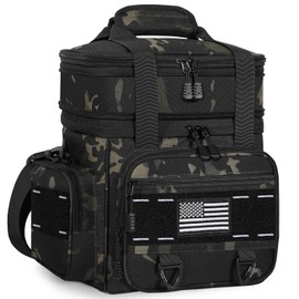 Expandable Tactical Lunch Box, Large Insulated Lunch Cooler Bag Heavy Duty Leakproof Lunch Pail for Men Adults Work Office Outdoor Picnic Trips,16L,Black-Camo