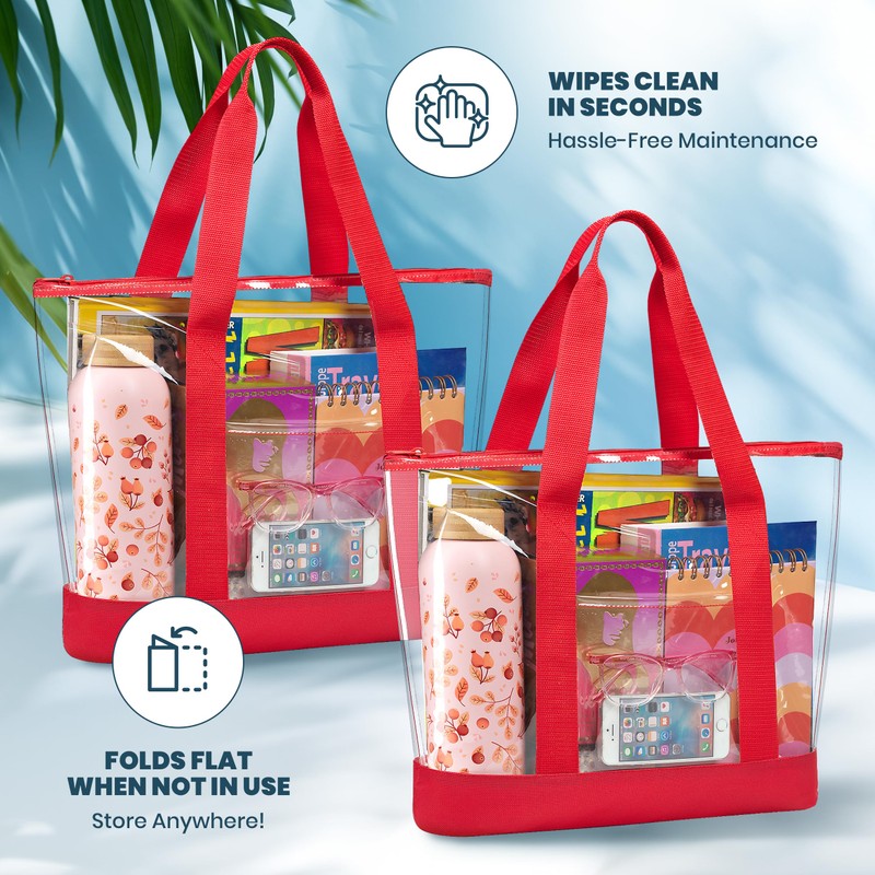 Handy Laundry Clear Tote Bag - Zipper Closure, Long Shoulder