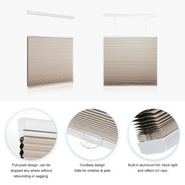 MYshade Top Down Bottom Up Shades Cordless Cellular Shades Blackout Blinds for Indoor Windows Room Darkening Window Blinds & Shades Easy to Install 42" W X 72" H (Beige)