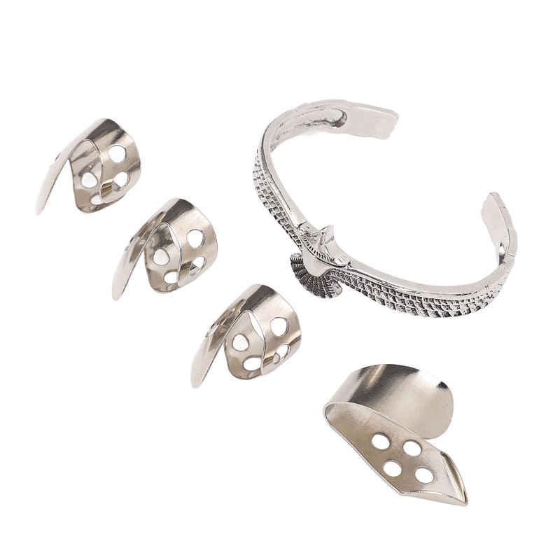 Guitar Pick Set with Alloy Bracelet Stainless Steel Finger Thumb