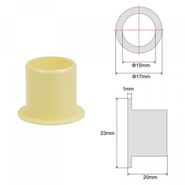 sourcing map Flanged Plain Bearings 15 mm Bore 17 mm Outer Diameter 20 mm Length POM Coated Oil-Free Bushings Yellow Pack of 2