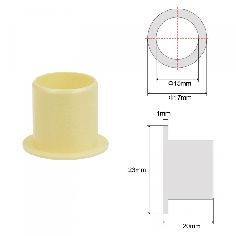 sourcing map Flanged Plain Bearings 15 mm Bore 17 mm