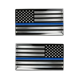 Craedli 2PCS Embossed 3D Metal American Flag Emblem Sticker, Patriotic USA Flag Decal Car Badge Show Support of Police and Law Enforcement Officers, C