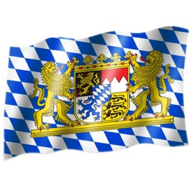 Sportfanshop24 Flag Bavaria with Lion (Small Diamonds) State Flag / Country Flag / Hoisting Flag with Eyelets 150 x 90 cm Very Good Quality