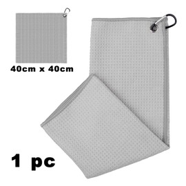 JJPJL Golf Handtuch 2 Stück,Golf Handtucher,Golfhandtuch,Golf Zubehör,mit Karabiner-Clip,Mikrofaser,zum Aufhängen an Golfschlägertasche,Yoga,Fitnessstudio,Camping,40 × 40cm (Grau)