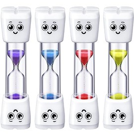4 Pieces Toothbrush Timer for Kids 2 Minute Sand Timer Smile Pattern Tooth Brushing Sand Timer Timers for Proper Tooth Brushing Boys Girls Oral Hygiene Party Favors (Blue, Red, Purple, Yellow)