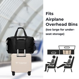 SUNNY BIRD Duffel with Utility Pouch, 40L Weekender Overnight Bag with Shoe Compartment for Travel and Sports (Black)