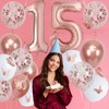 15th Birthday Decorations Girl with Butterfly Decor and Rose Gold