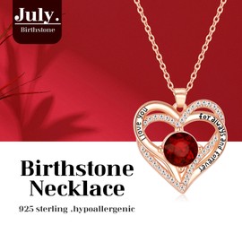 Kruckel July Crystal Necklace - Gold Plated Heart Encased Birthstone Pendant, Jewelry for Women Lightweight Easy - Wear Fashion Minimalist Design Accesory acked with Durable Jewelry Box