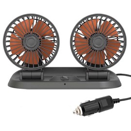 Riloer Car Fan, Two-Headed Car Cooling Fan, 360 ° Horizontal Rotation, 180 ° Vertical Rotation, Truck 24V