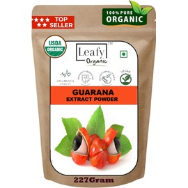 Leafy Organic Guarana Powder 1,000mg Per Serv, 10.5 Ounces | Raw, Bulk Superfood, Coffee Substitute, Vegan Friendly, & Non-GMO