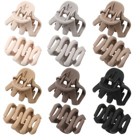 12 Pcs Small Hair Clips for Women Octopus Small Claw Clips 1.57 '' Noslip Jaw Clip for Thin Thick Hair Strong Hold Hair Claw (Coffee/Brown/Beige/Grey/Black (Octopus Clip)
