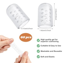 60Pcs Silicone Toe Protectors, Gel Anti-Friction Toe Protector Breathable Toe Caps for Men Women, Soft Gel Pinky Toe Protectors Clear Little Toe Covers - Runners and Blister Toe Protector Covers