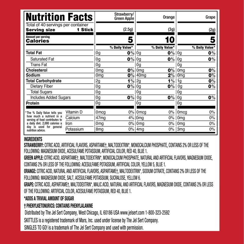 Skittles Zero Sugar Low Calorie Singles To Go Bulk Variety