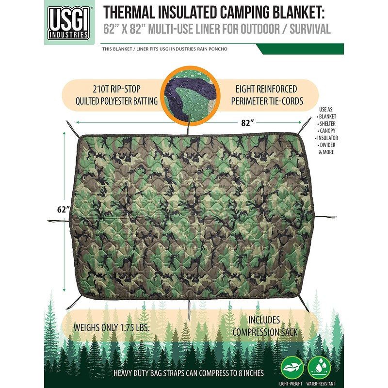 USGI Industries Military Woobie Blanket | Thermal Insulated Camping Blanket,