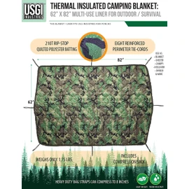 USGI Industries Military Woobie Blanket | Thermal Insulated Camping Blanket, Poncho Liner | Large, Portable, Insulation, Water-Resistant, for Hiking, Survival | Compression Carry Bag