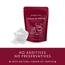 AROMACRAVE Cream of Tartar Powder, High-Purity Potassium Bitartrate for Baking & Cooking, Stabilizes Egg Whites, Prevents Sugar Crystallization, Leavening Agent for Fluffy Baked Goods, Non-GMO, Kosher Certified (Small)