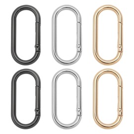 Create idea 6pcs Spring O Ring Clips Purse Strap Oval Snap Clips Key Rings for Keychain 1.93"×0.94" Zinc Alloy Oval Snap Clips Black Gold and Silver for Keys Bags Handbags Crafts