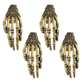 FL-WITHYOU 4PCS Skeleton Claw Cabinets Knobs,Zinc Alloy Cabinet Handle with Screws,for Kitchen Bedroom Furniture (Ancient Gold)