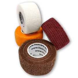 LisaCare LisaCare Fingerpflaster lang - 4 Rollen Set, elastisches, wasserfestes, staub- fett- & schmutzabweisendes Pflaster - Farbmix 4-4 Rollen ?? 2,5cm x 4,5m