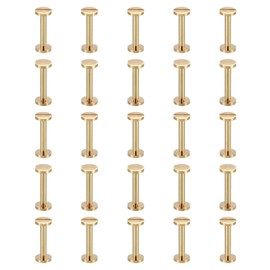 PATIKIL 25 Sets Chicago Screws, M4x25mm Chicago Screw Slotted Binding Post Screw Bolts Rivets Brass Fasteners Connectors for Leather Belt Scrapbook Photo Albums