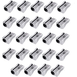 Single Hole Alloy Handheld Sharpeners, 24Pcs Metal Mini Pencil Sharpeners with Single Hole,Metal Mini Pencil Sharpeners Silver Alloy Handheld Sharpener Manual Pencil Sharpeners Alloy Pencil Sharpener