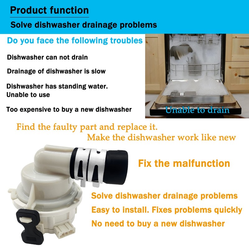 EAU60710801 EAU60710802 EAU62043401 EAU62043403 Dishwasher Drain Pump Motor(OEM), Compatible with