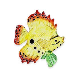WitnyStore Tiny 2¼" Long Yellow Red Green Butterflyfish Figurine - Miniature Hand Blown Glass Animals Colorful Marine Sea Butterfly Fish Chaetodon Crystal Decorative Collectible Figurines Décor Gifts