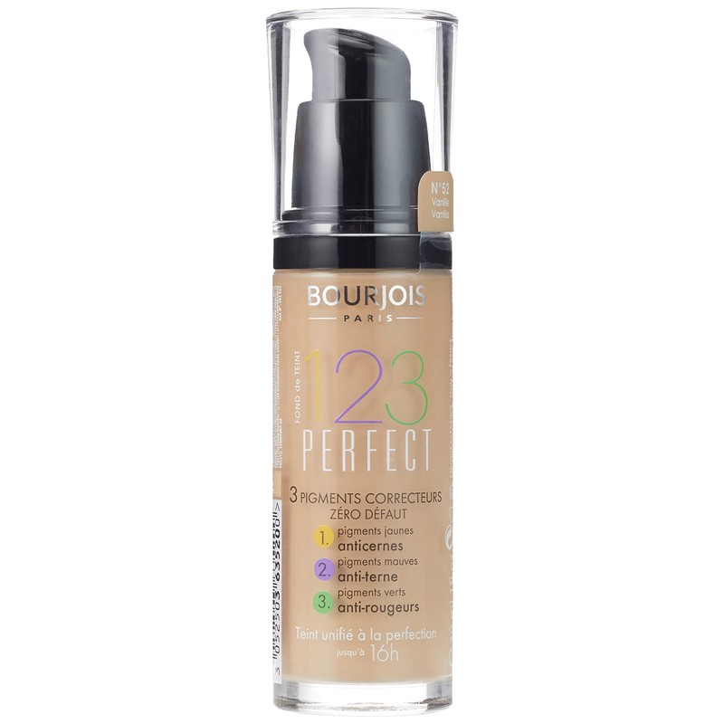 Bourjois 123 Perfect Medium Coverage Liquid Foundation 52 Vanilla, 30
