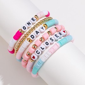 Jvvsci One Day Closer Bohemian Stackable Stretch Bracelets Set Long Distance Love for Army Wife Military Girlfriend Deployment Gift For Her Countdown LDR Love