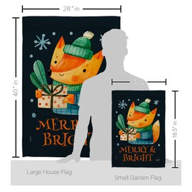 Angeleno Heritage Merry Bright Garden House Flag Set Wintertime Winter Wonderland Snowflake Snowman Ice Skate Season Snow Decoration Banner Small Yard Gift Double-Sided, Made in USA