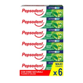 Pepsodent Active Fresh Toothpaste with Fluoride and Calcium for Caries Protection 24 Hours 75ml (6x75ml Pack)