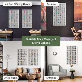 ILOT Shot Glass Display Cabinet Solid Wood - Large Display Case for Collectibles | Man Cave Accessories | UV Protection Acrylic Door | Wall Mounted Black Shadow Box | 52 Divided Slots | 32"x17"White