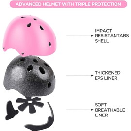 Adjustable Kids Helmet with Knee Pad, Elbow Pads & Wrist Guards - Toddler Bike Helmets for Ages 3-5, 5-8, 8-14 Years - Perfect for Skating, Biking, Cycling, and Skateboard - for Boys and Girls