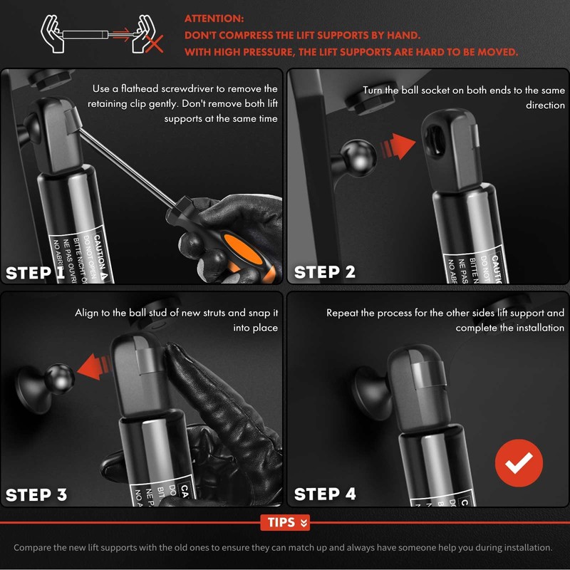 A-Premium Tailgate Rear Hatch Lift Supports Shock Struts Compatible with