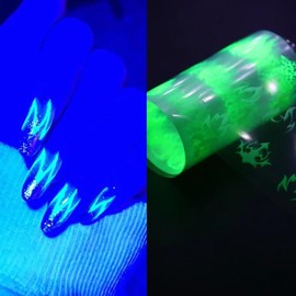 MOLILON 10 Sheets Noctilucent Nail Foil Fluorescent Frame Nail Stickers Nail Transfer Foil Starry Sky Paper Nail Art Foil Nail Decals for Nails Salon Decoration