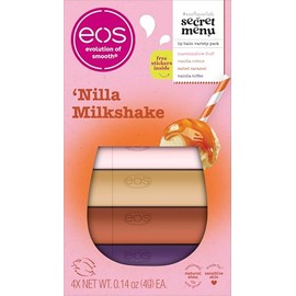 eos Set de regalo de bálsamo labial Flavor Lab Secret Menu - 'Nilla Milkshake, edición limitada, hidratante, nutritivo, labios secos, paquete de variedad, 0.14 onzas, pack de 4