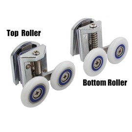 Cokritsm 26mm Shower Door Rollers, 4PCS Sliding Shower Doors Wheels, Replacement Wheels Shower Doors，2xDouble Twin top/Bottom Shower ，Shower Door Runners Pulleys for Curved Glass Doors 6-8mm (QY141)