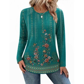 Zeagoo Fall T-Shirts for Women Casual Long Sleeve Shirts Basic Tunic Tops Round Neck Fashion Winter Clothes XL