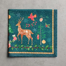 Maison d' Hermine Hygge Christmas 100% Cotton Soft and Comfortable Set of 4 Napkins Perfect for Family Dinners Weddings Cocktail Kitchen Home Thanksgiving Christmas (45 cm x 45 cm)