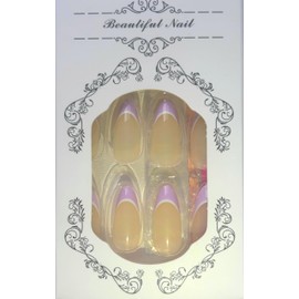 Beautiful Nail Press-On Nails Set, 12/24 Pieces, French Manicure Style, Beige and Pink